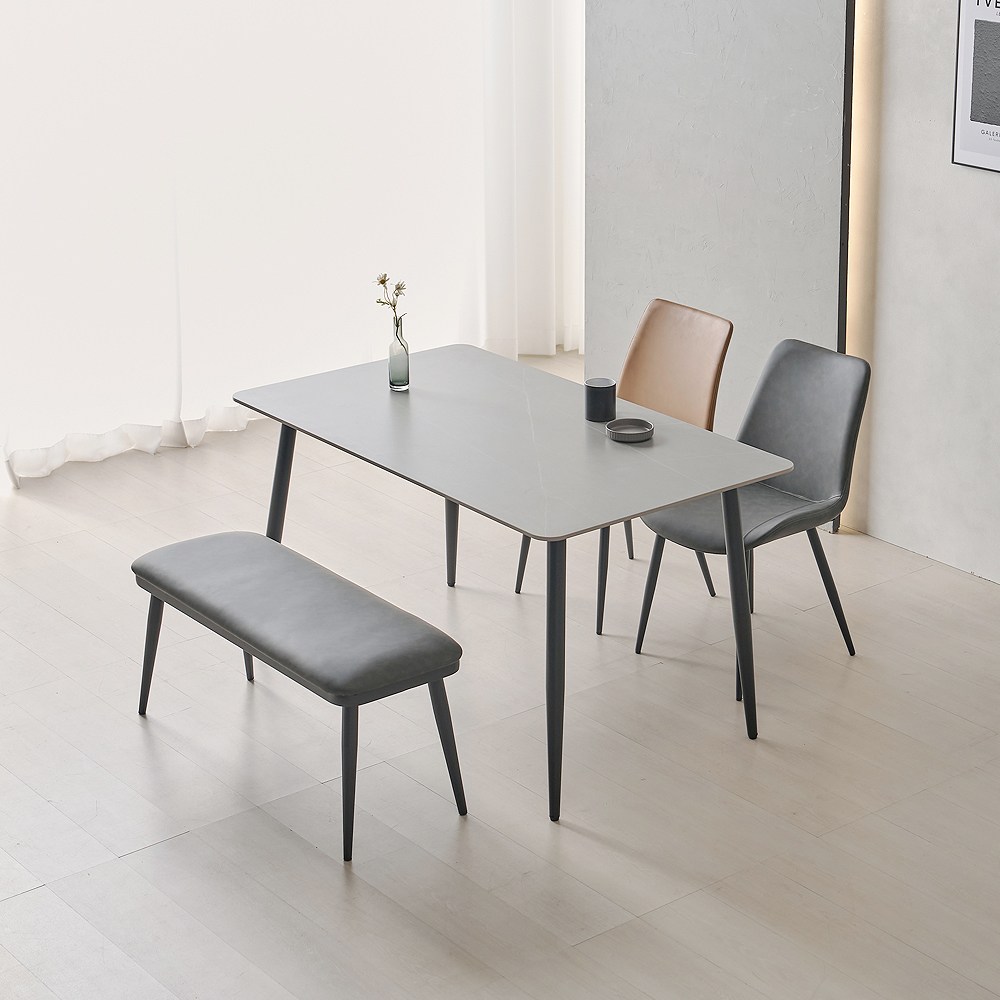 라로퍼니처 클래시 1400 포세린 통 세라믹 4인 식탁 세트 (식탁+의자2+벤치1) 177,000원