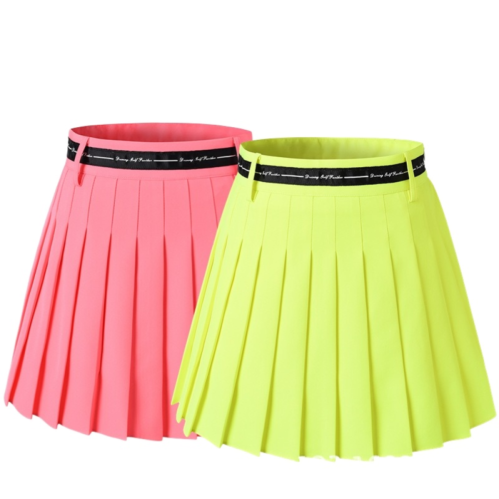 DODLXL 여성 골프웨어 라인 레터링 형광 네온 플리츠 주름 골프스커트 6컬러 33,300원
