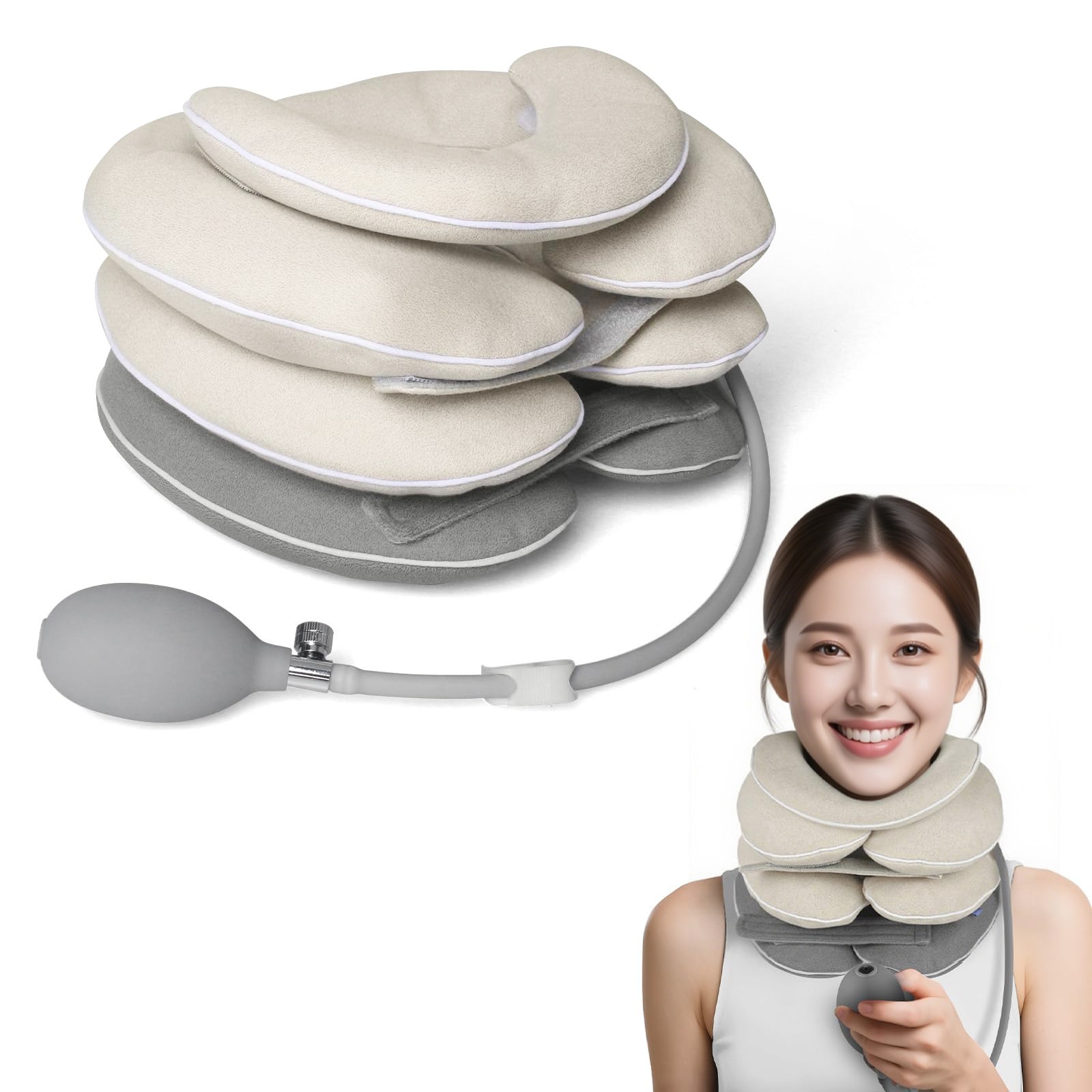 Flyaiku 4 단 조절 공기주입식 목견인기 거북목 교정기 경추 스트레칭 밴드 22,900원