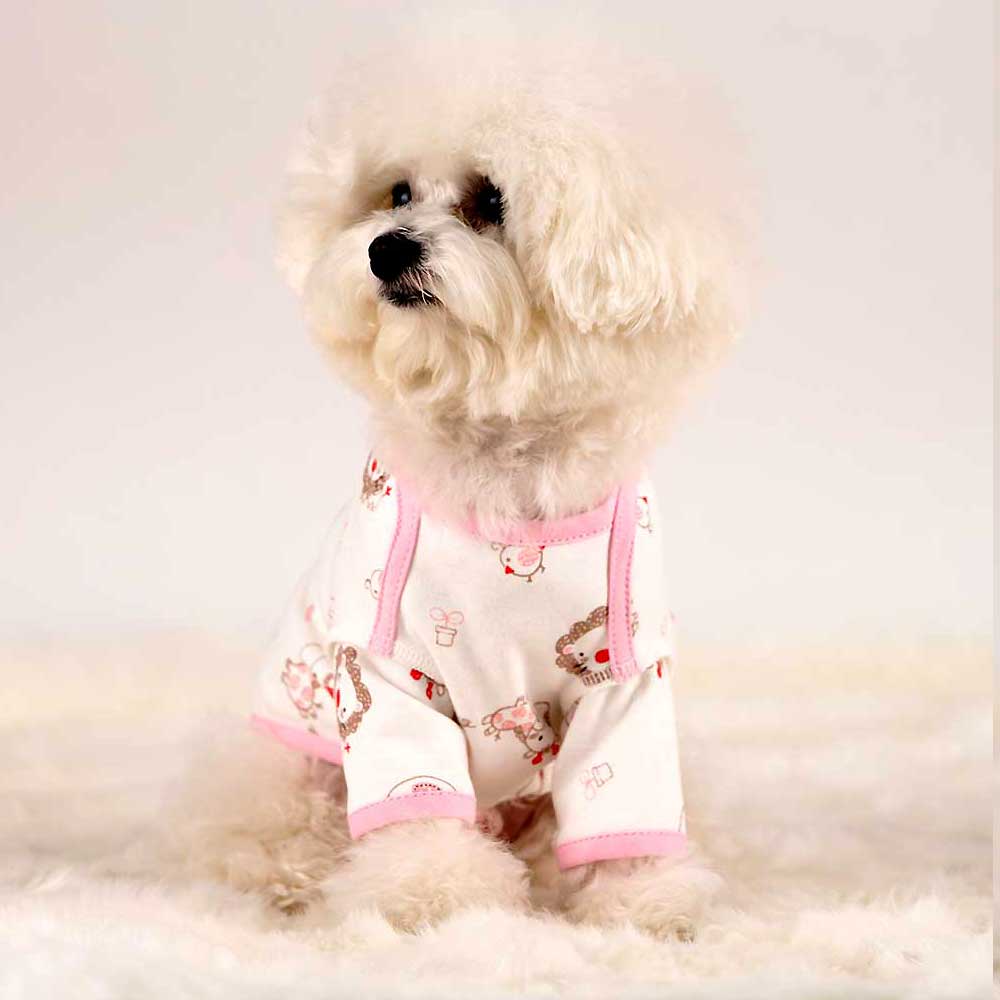 해피앤퍼피 강아지옷 오가닉 실내복 조끼 잠옷 내복 노령견옷 커플룩 애견옷 봄 여름 가을 겨울 XS-3XL, 주주핑크반팔티, 1개 25,900원