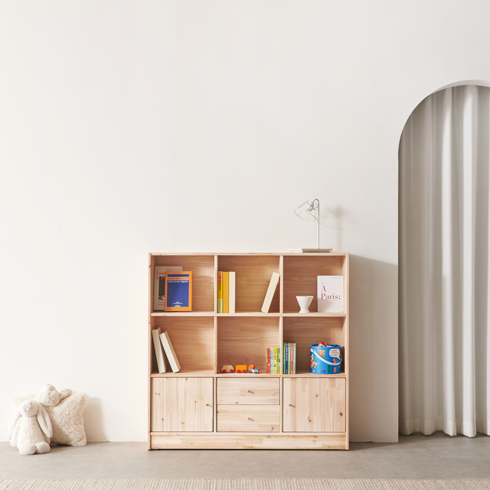 하모벨 삼나무 원목 책장 1200 미니 수납형 방문설치, 내추럴, 3단 175,000원