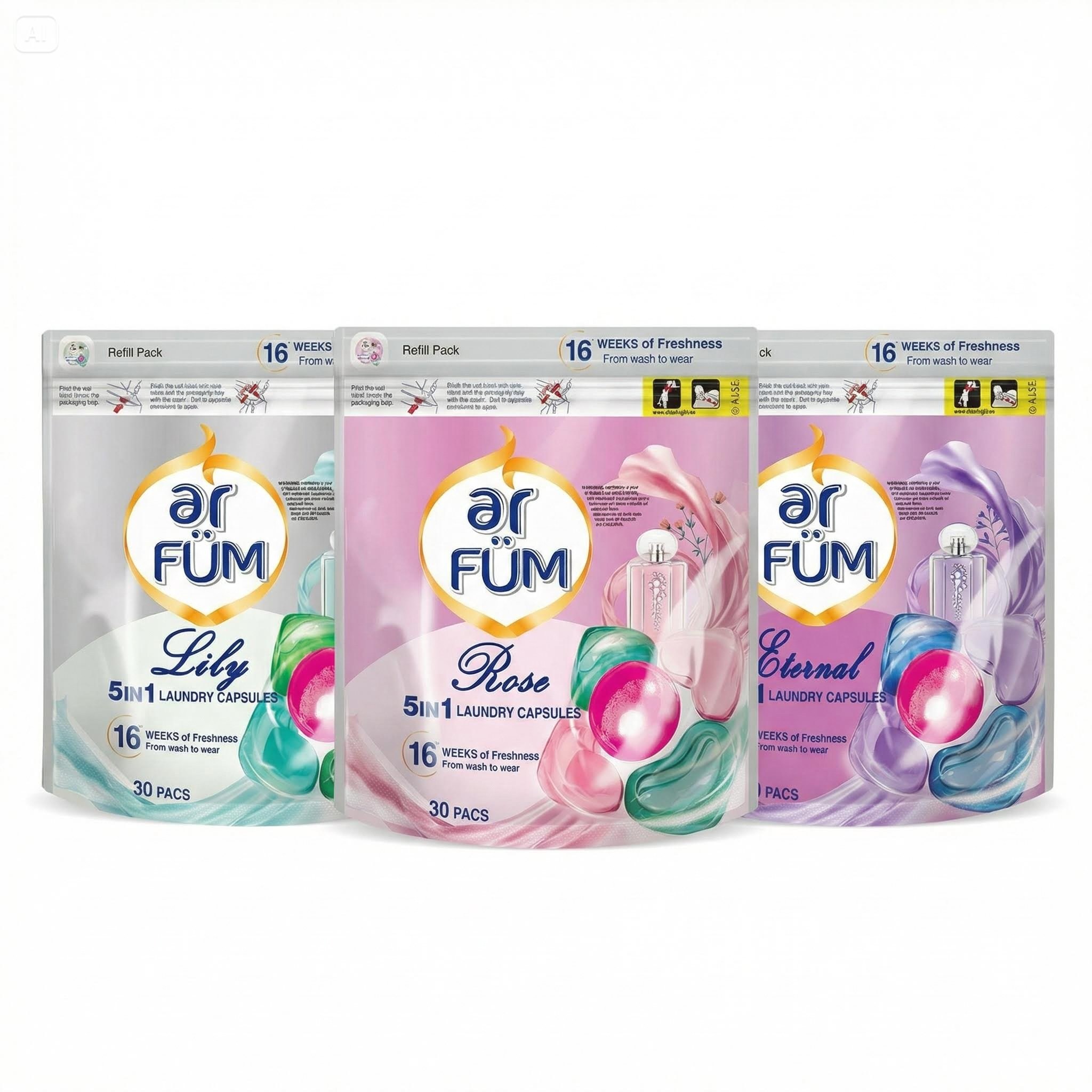 아로퓸 5in1 퍼퓸 캡슐세제 30개입X3종(화이트릴리+로즈가든+퓨어블라썸) 40,900원