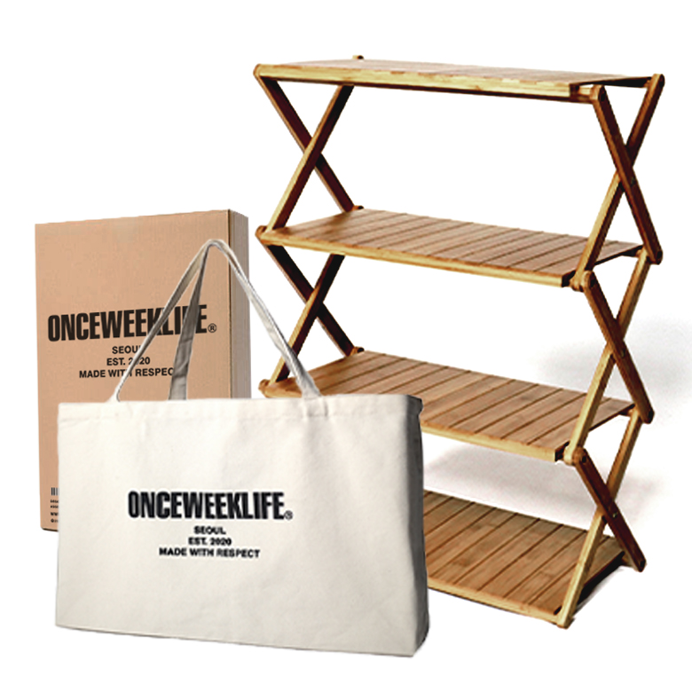 원스위크라이프 접이식 우드쉘프 선반 + 전용 수납 에코백 세트, 혼합색상, 4단, 1세트 23,090원