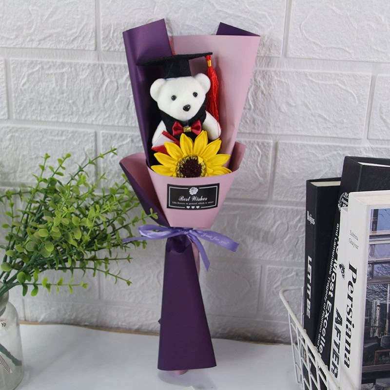 올리브파티  학사모 곰돌이 인형 조화 졸업식 수료식 꽃다발 8,900원