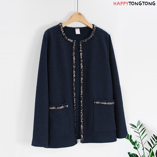 [해피통통] 빅사이즈 트위드 오픈형 가디건 루즈핏 여성용 정장 봄 가을 미시 간절기 긴팔 하객룩 오피스룩 베이직 여성의류 49,800원