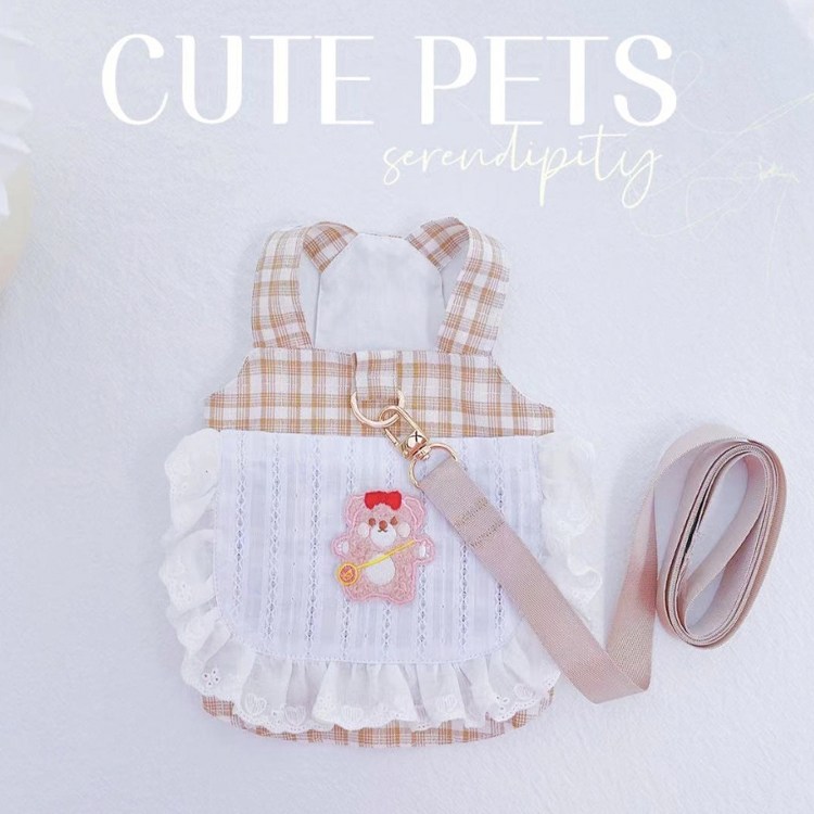 코코스튜디오 강아지 목줄 가슴줄 에이프런 하네스, 코코 큐트에이프런 하네스/체크, 1개 13,900원