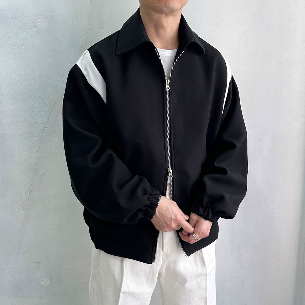 라운지21 남자 오버핏 바시티 투웨이 지퍼 블루종 자켓 61,900원