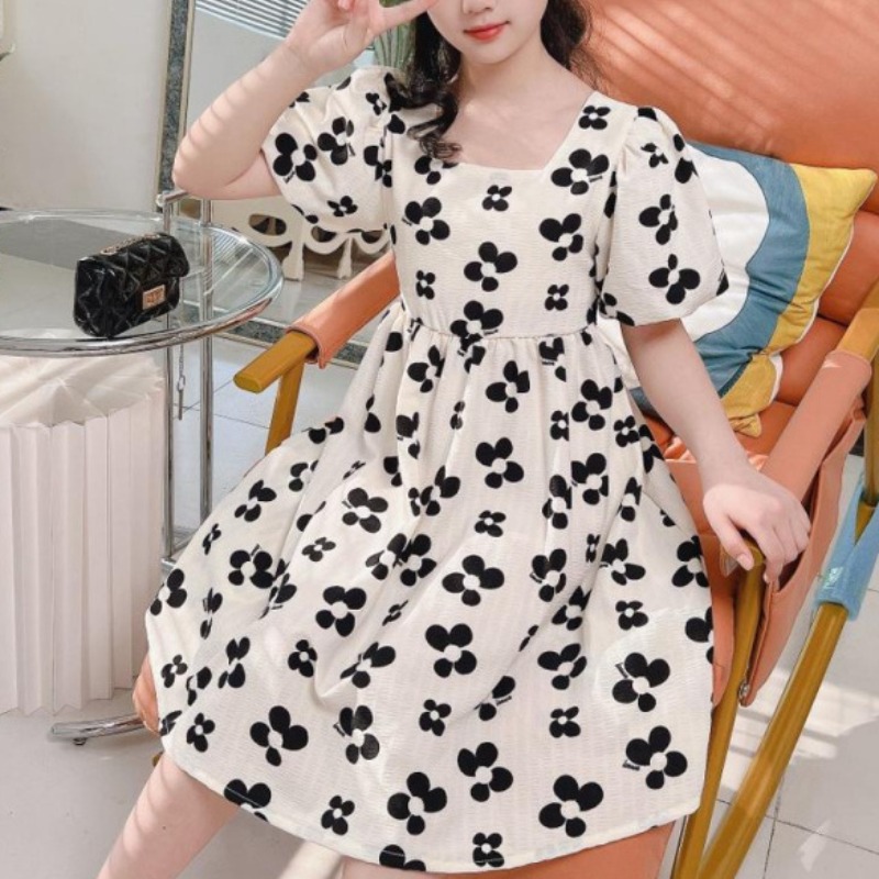 해피유통소녀 여름 사각넥 퍼프 소매 꽃무늬 원피스디자인14세 이상 22,230원