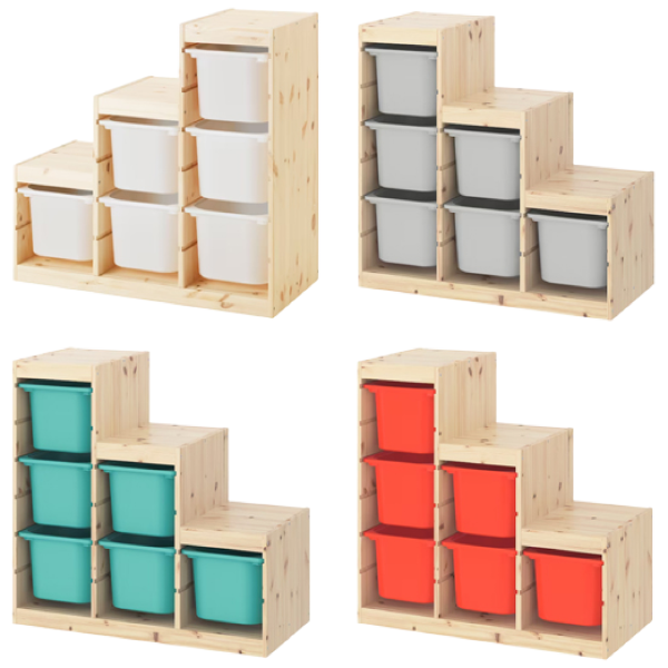 [무료배송] 이케아 TROFAST 계단식 원목 수납장과 수납함 세트/샘키즈 179,500원