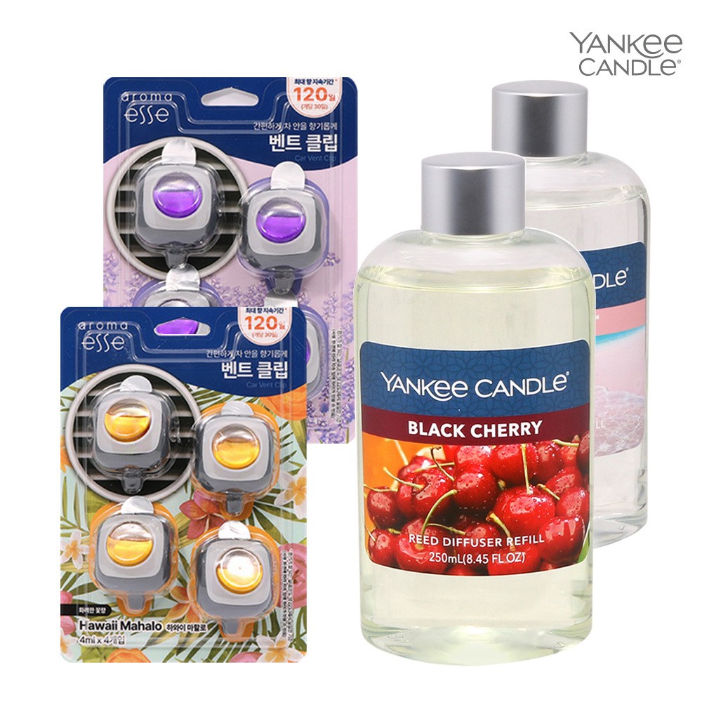 아로마엣세 벤트클립 방향제+양키캔들 디퓨저 리필 250ml (택2) 26,640원