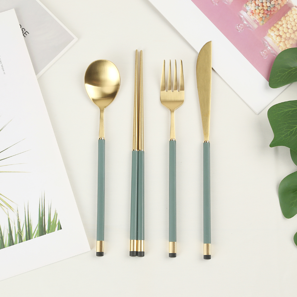 보겐 국산 스퀘어 투톤 샤틴 한식양식 커트러리 4종 세트, 올리브, 숟가락 + 젓가락 + 디너포크 + 디너나이프 36,970원