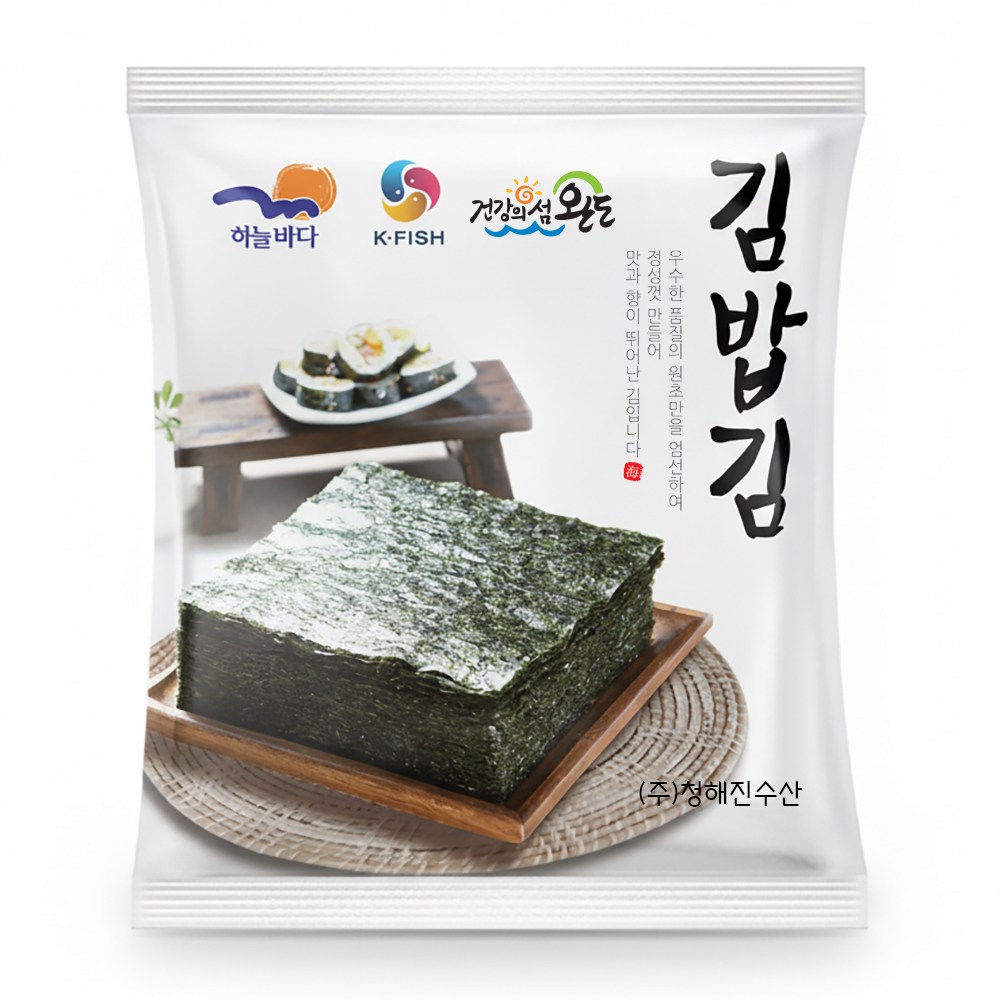 하늘바다 청해진 구운 김밥김 100장 (220g) 10봉 183,000원