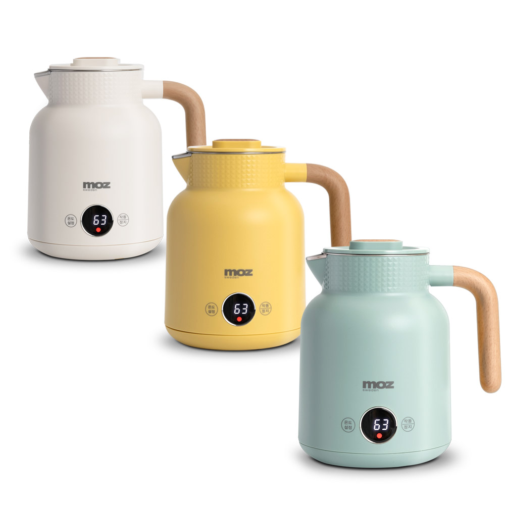모즈스웨덴 온도표시 전기티포트 무선 커피포트기 보온 온도조절 분유 스텐 1L MC-1500 설정온도유지 69,000원