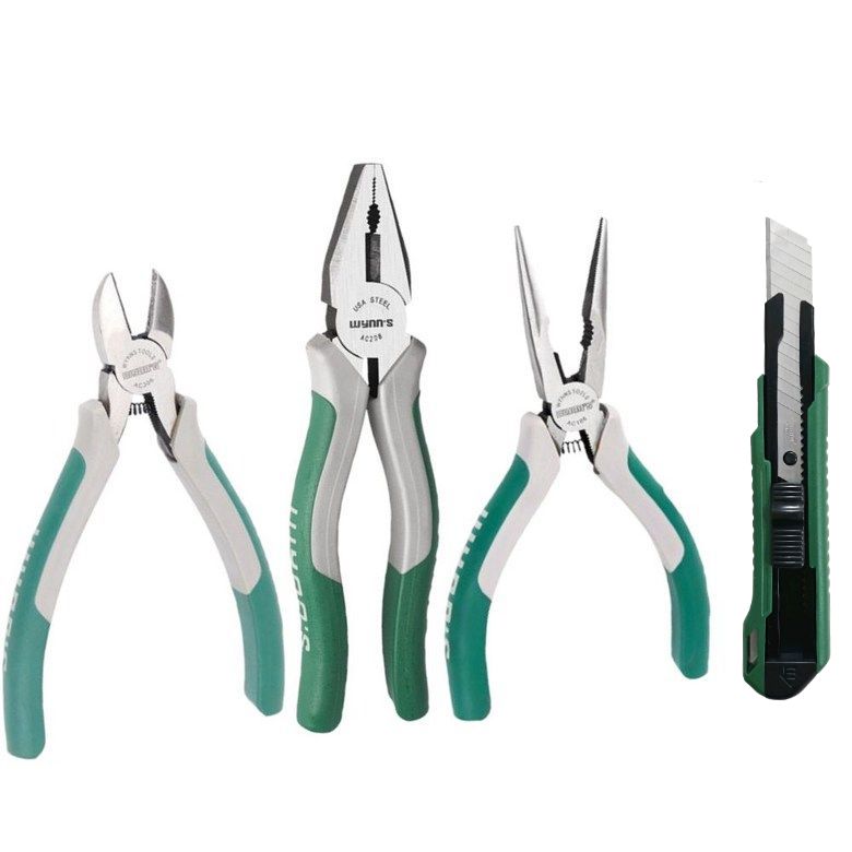 프로기어스 유로피안 CR-V 고강도 크롬 바나듐강 프리미엄 니퍼+펜치+롱노우즈+다용도커터칼(일본산 고탄소강 SK5칼날) 4종, 1세트(실버그린) 21,740원