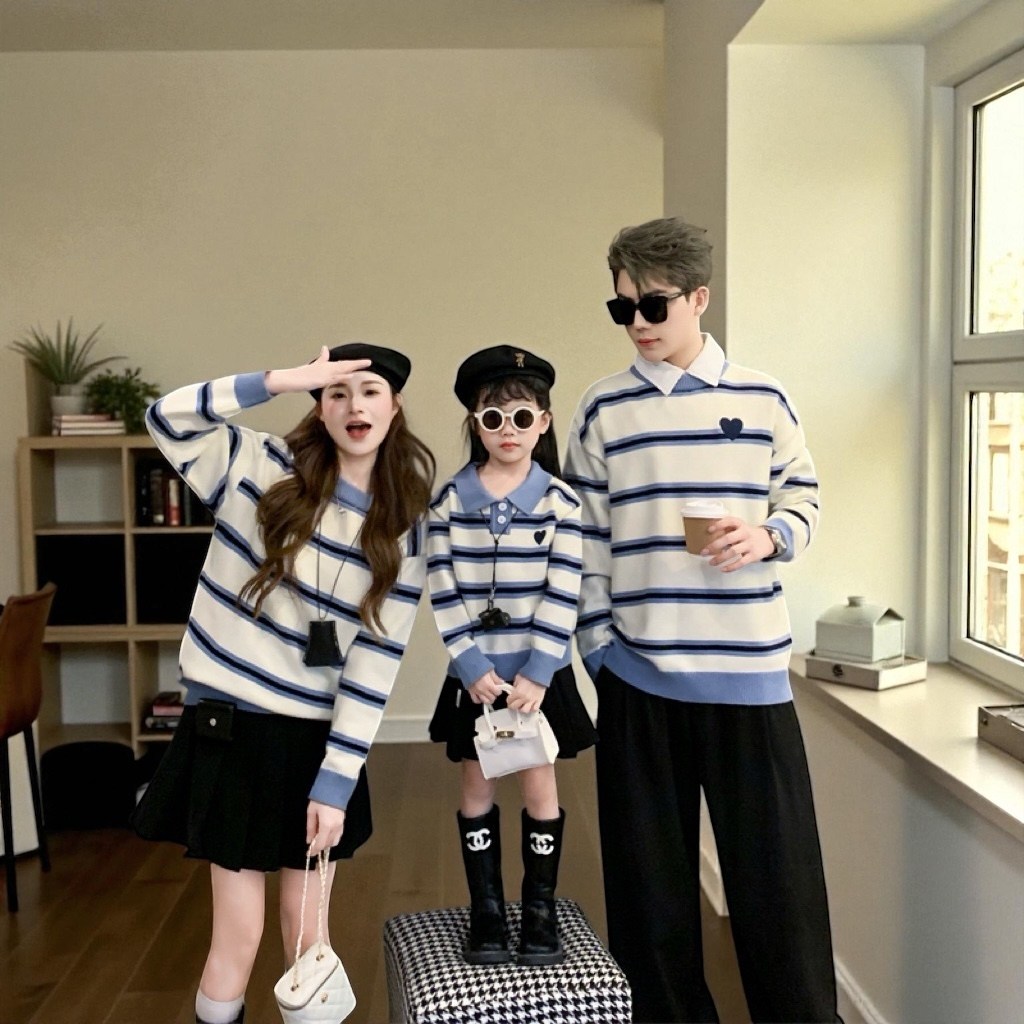 휴먼러브 겨울 패밀리룩 하트 자수 키즈 엄마 아빠 커플 돌 촬영 가족 니트 스웨터 39,800원