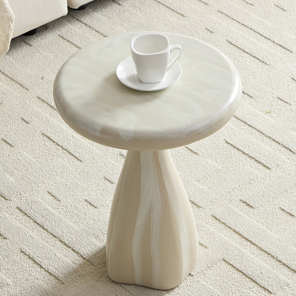 Hazoae 크림스타일 대리석무늬 탁자 사이드테이블 북유럽스타일 원형거실테이블 170,000원