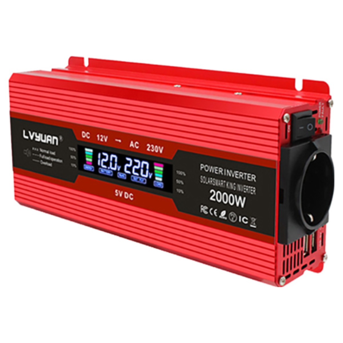 루앤 차량용 LCD 인버터 유사계단파 2000W 220V 60hz 한국형 KC인증, 1개 79,000원