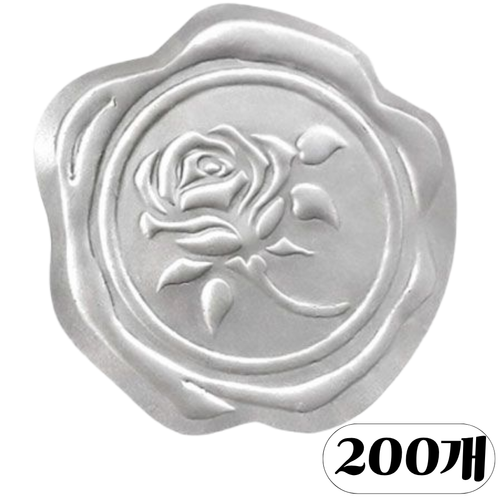 나라에센셜 결혼 청첩장 봉투 실링 답례 감사합니다 스티커, 200개, 실버 장미 10,000원