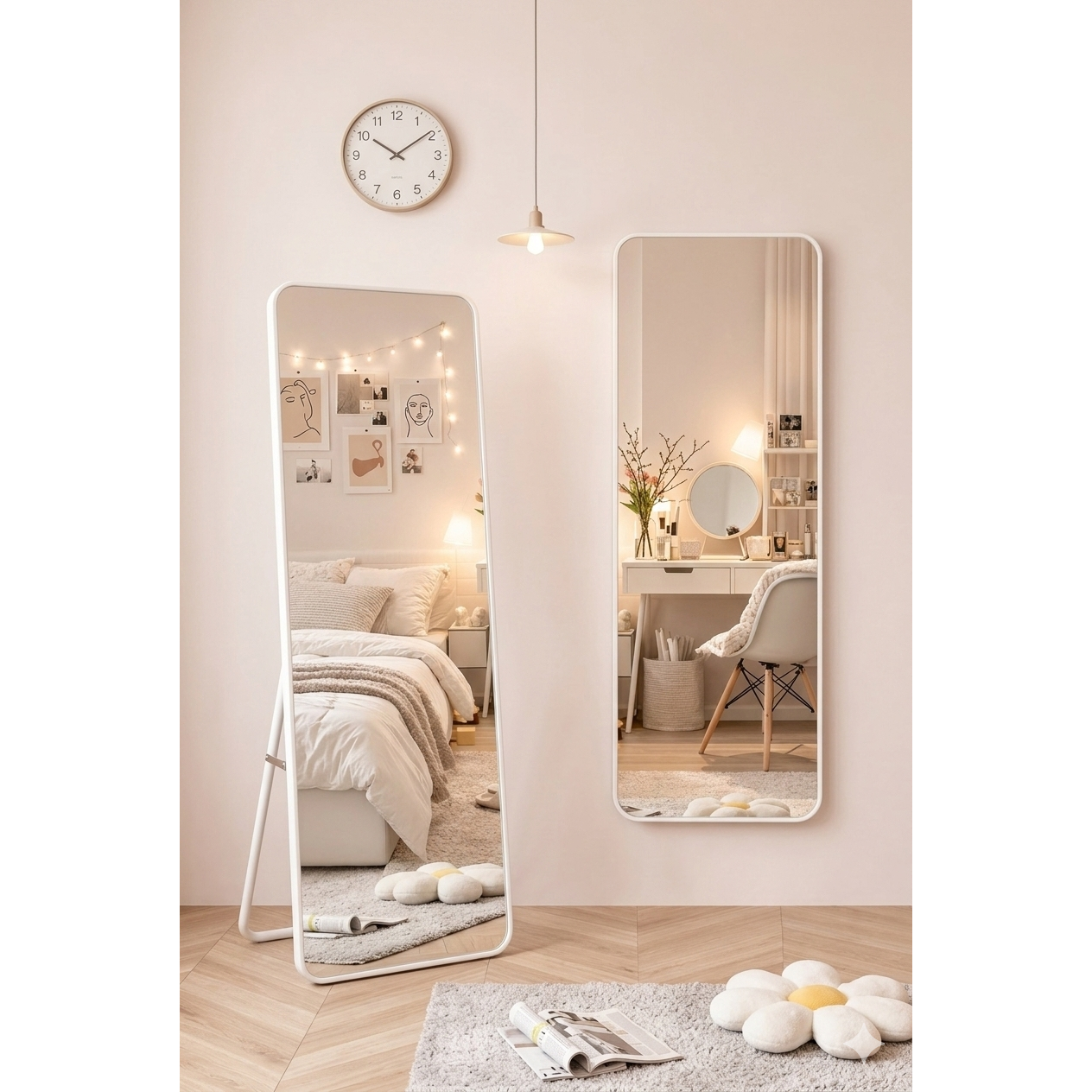 온리브온 스탠드 벽걸이 겸용 전신거울 화이트 15,900원