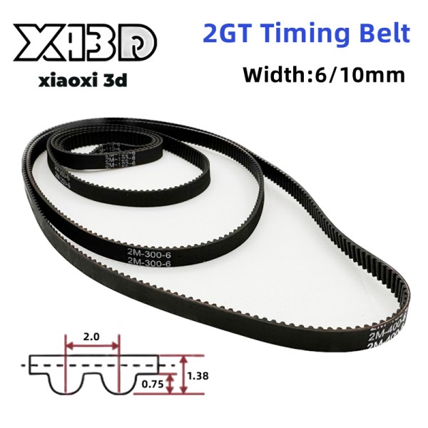 GT2 타이밍 벨트 폐쇄 루프 고무 2GT 6mm/10mm 110mm 158 188 200 300 400 610 852 1220mm 동기 벨트 부품 3D 프린터 부품 9,120원