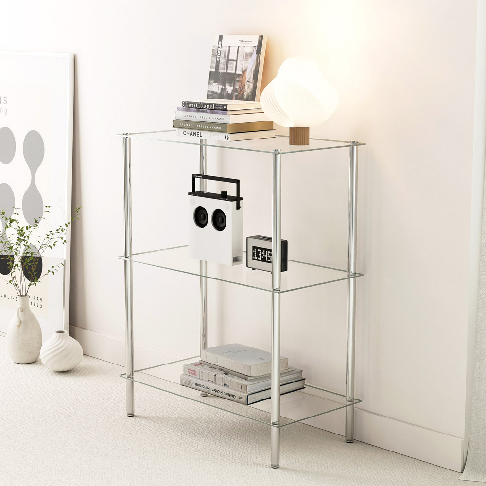 키모 스텐 미드센츄리 모듈 유리 선반 3단 진열장, 3단, 그레이 44,900원