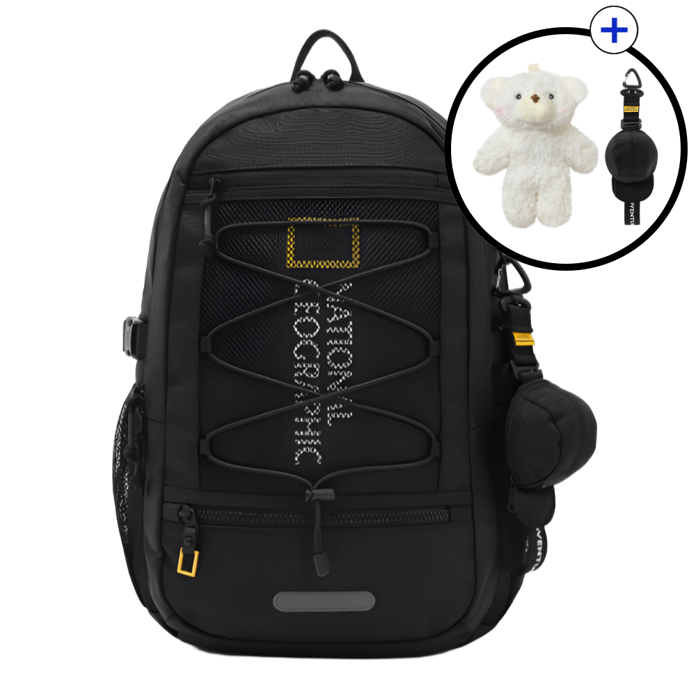 [국내매장판] 2025 내셔널지오그래픽 버디 백팩 미니 파우치 보조가방 블랙,아이보리 + 곰돌이 키링 129,000원