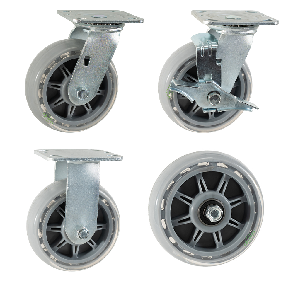 6인치 회전 고정 브레이크 휠셋트우레탄 무소음 대차 운반구 끌차 투명 저소음 캐스터, 1개 25,410원