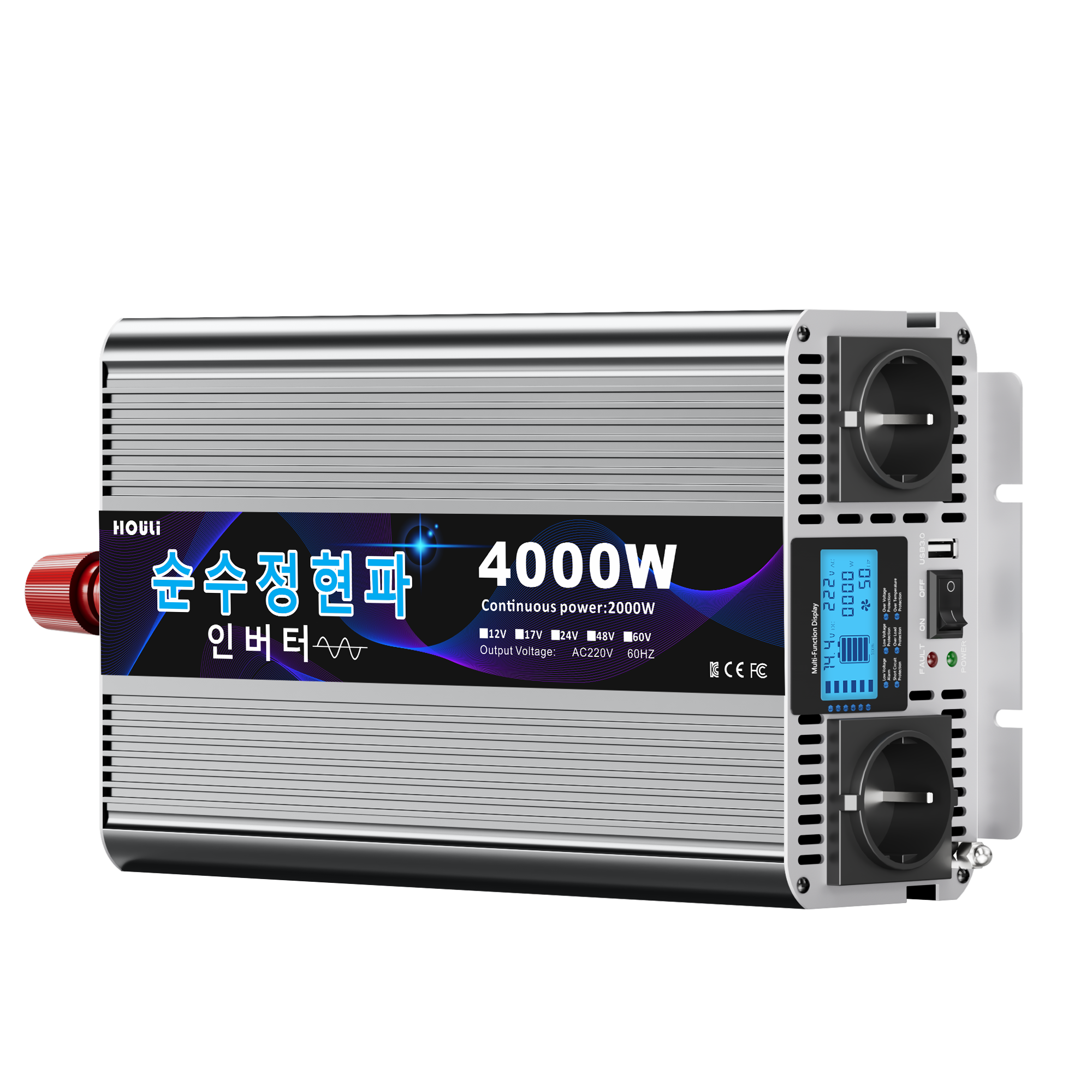 KC인증 4000W 순수정현파 60Hz 자동차용 인버터 Houli 12V에서 220V로, 1개 198,990원