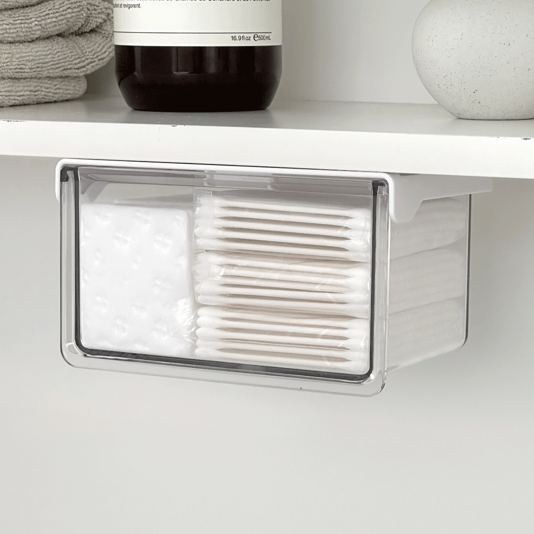 데미무드 히든드롭 무타공 부착식 서랍 소형, 투명 + 화이트, 1개 6,900원