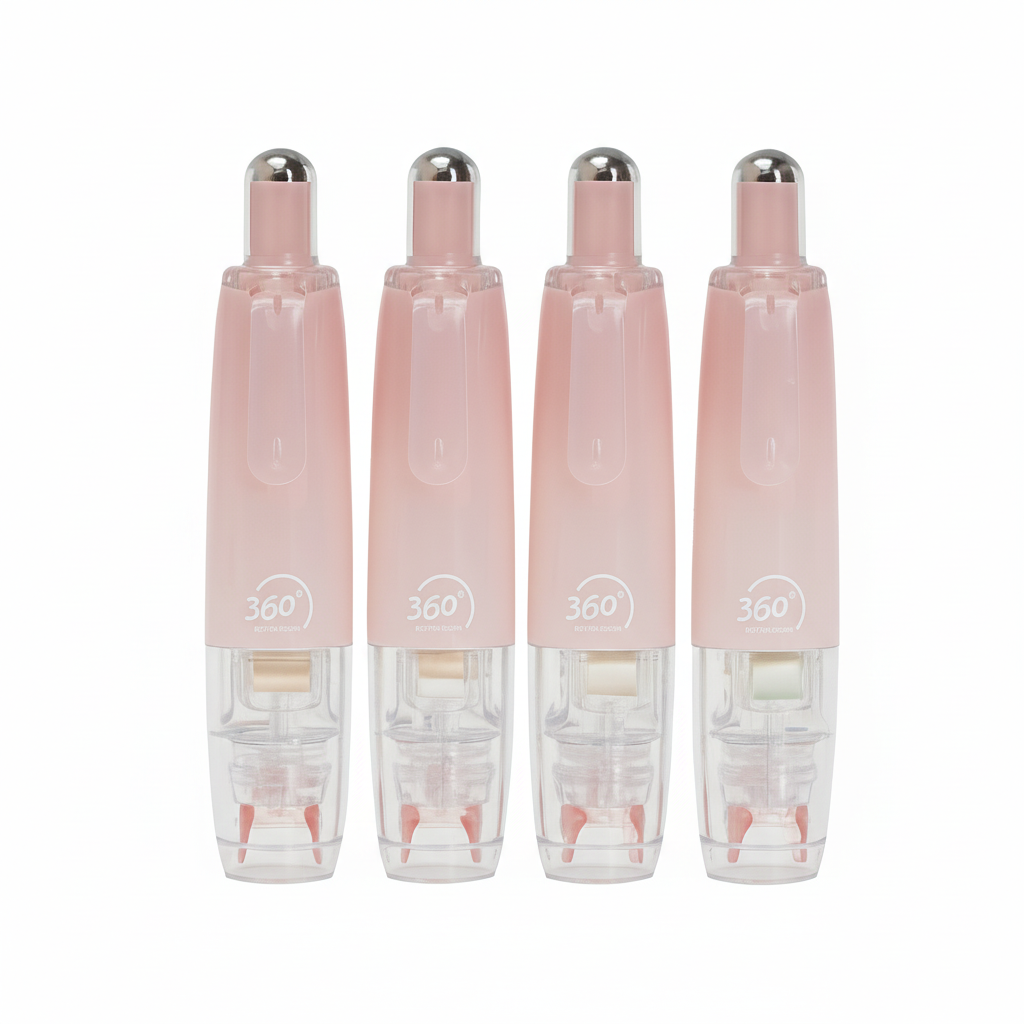 MNPP 노크식 360도 회전 양면 풀테이프 스퀴시 다이어리 만들기 펜 타입 테이프 4P, 4개, 핑크 12,500원