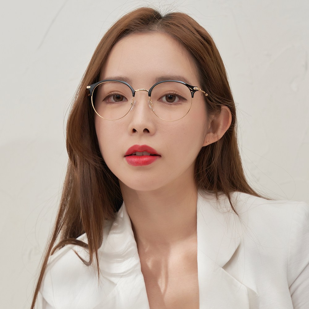 룩스토어 럭셔리 반뿔테안경 오피스룩 하금테안경 블루라이트차단 uv차단 청광안경 변색렌즈 50,800원