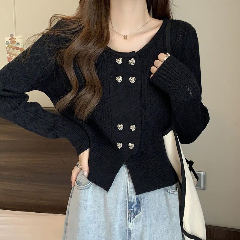 COSYEVNO 여성 니트 가디건 가을 겨울 빅사이즈 루즈핏 패션 하트 더블 긴팔 쇼트 상의 lyjzzks06 17,850원