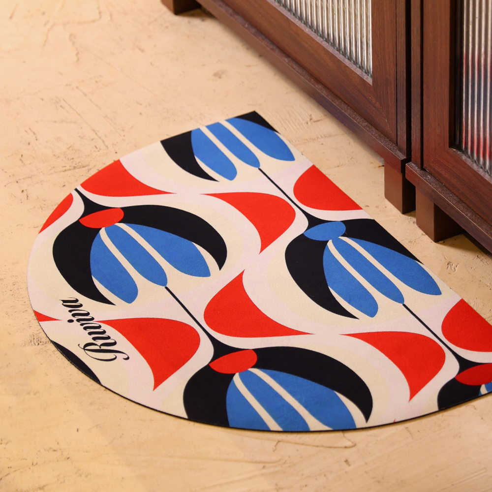 루비바 빨아쓰는 규조토 3세대 발매트 반원형 욕실 주방 매트, 미드나잇 튤립, 1개 9,870원