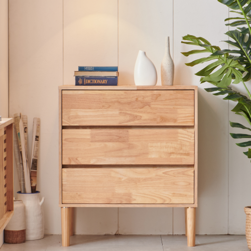 원스톱퍼니처 포레스트 원목 3단 서랍장 750 수납장, 고무나무, 3단 99,000원
