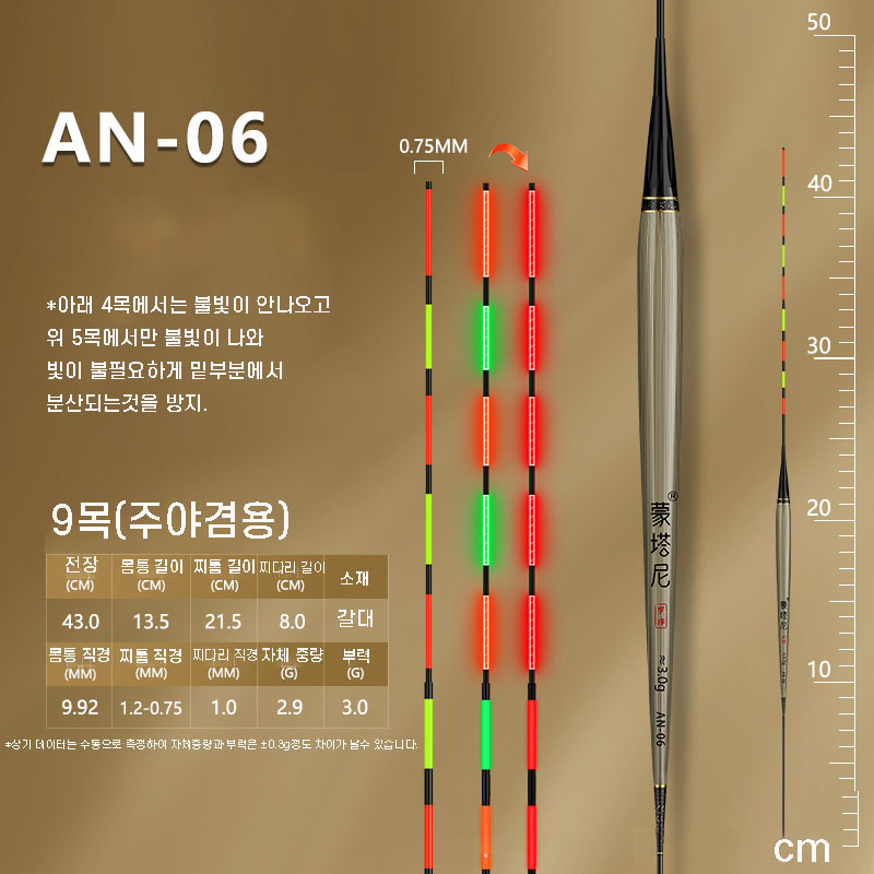 AN 갈대 스마트전자찌 소꼬즈리 내림찌 민물바닥 낚시 찌, 2개, AN-06 부력3.0g 21,900원