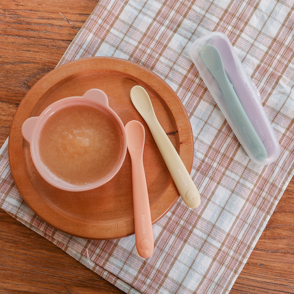 쁘띠누베 국내생산 이유식 초중기 한번에 실리콘 하트 투 하트 인서트 이유식 초기 중후기 스푼 세트 4개 + 전용 케이스2개, 1개 19,900원