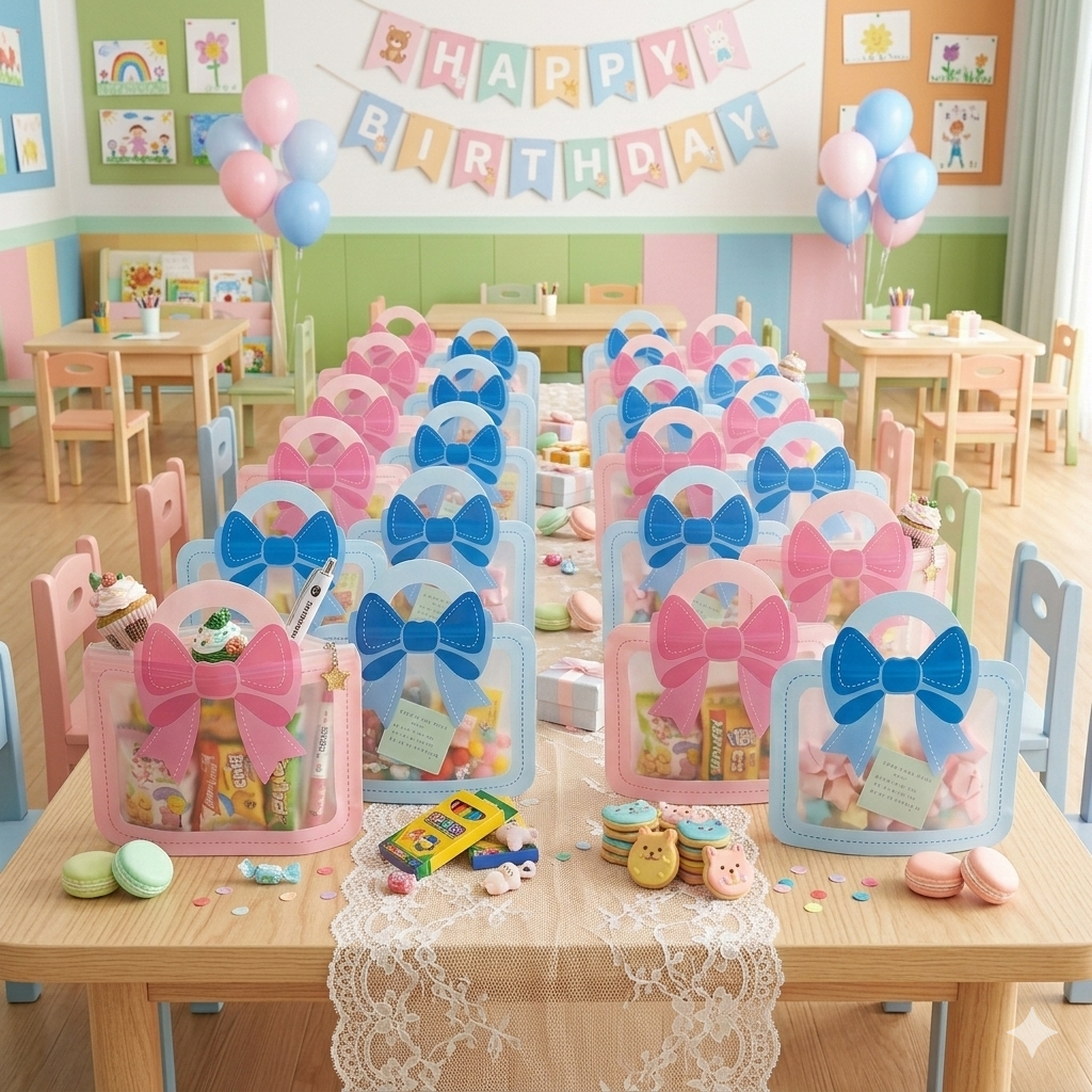 EC1983 구디백 생일 답례품 리본 선물봉투 어린이 간식 선물 포장백 대, 20개, 핑크+블루, 대 13,900원