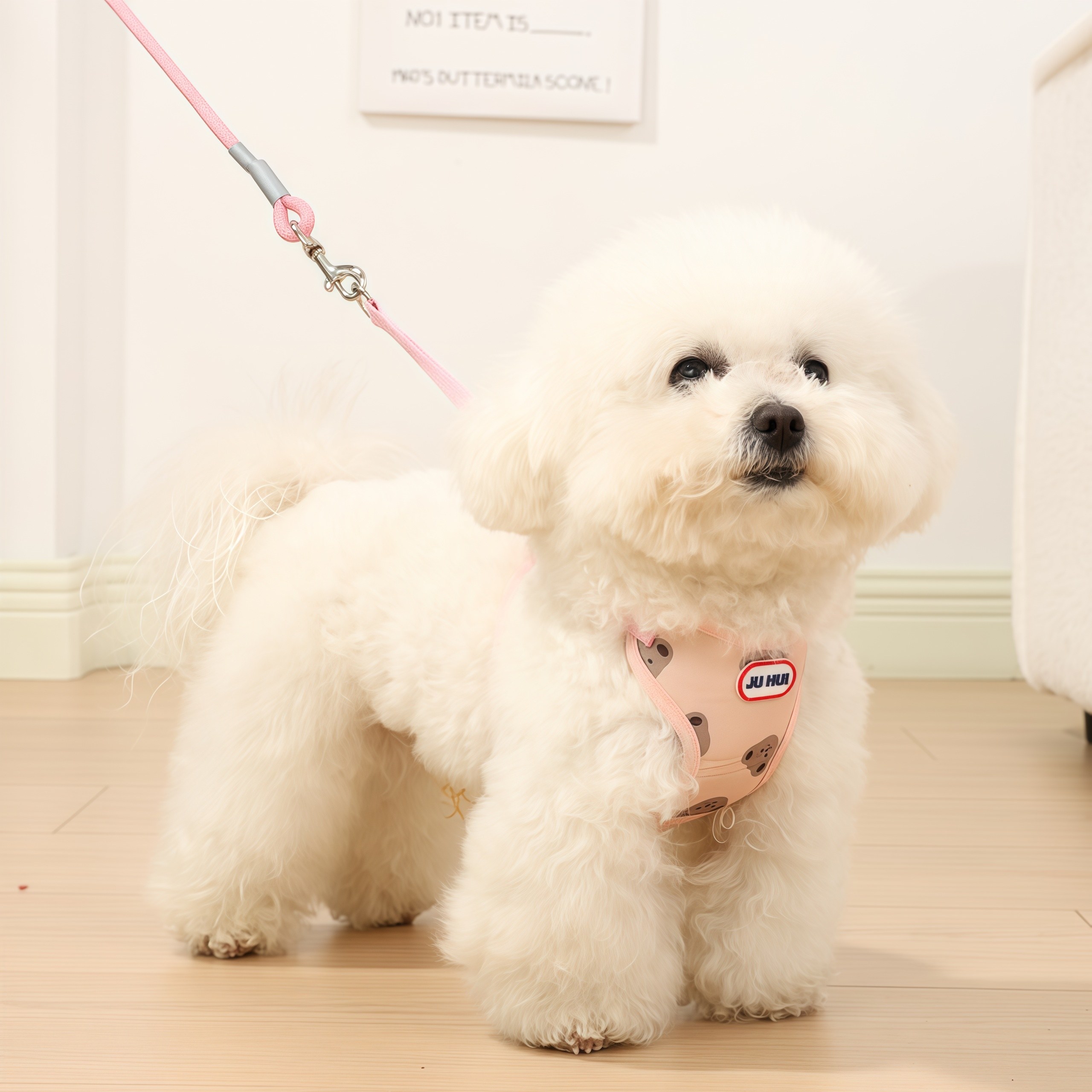 ULEPETS 귀여운 강아지 외출시 사이즈 조절 개 하네스+ 리드줄 세트, 1개, 분홍색 7,000원