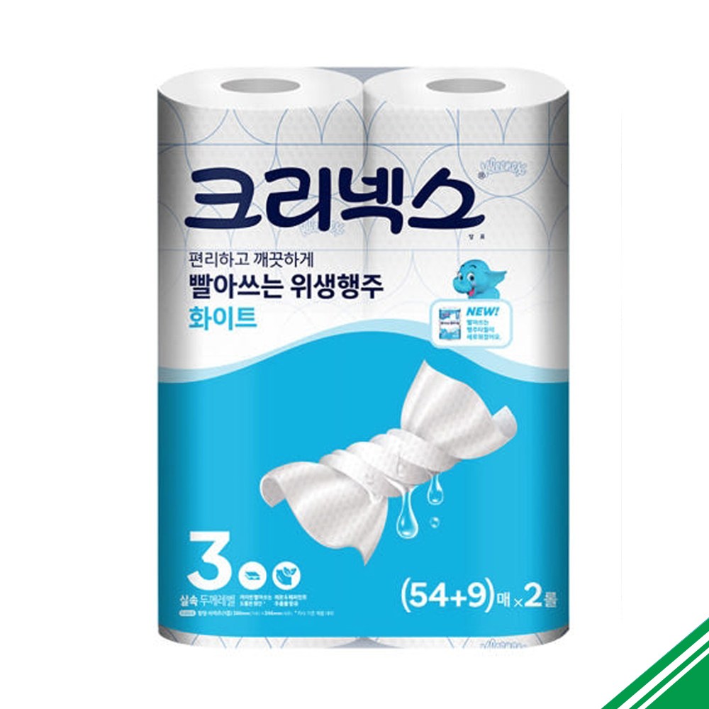 크리넥스 빨아쓰는 행주 화이트 54+9매 2롤 x2개 12,500원