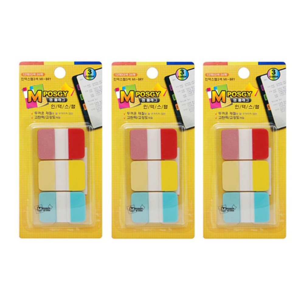 M시리즈 M플래그 인덱스탭3색 지그재그 MI-BRY 38x25mm 12매x3색(3개) 15,300원