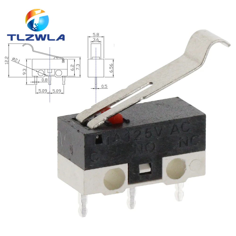 10PCS 마이크로 리미트 스위치 순간 푸시 버튼 1A 125V AC 마우스 3 핀 롱 핸들 롤러 레버 암 SPDT 12X6X6M 4,200원