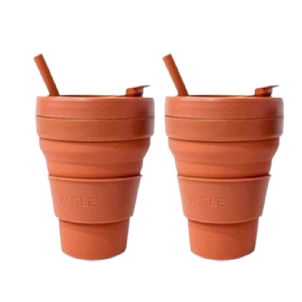 옵티머스 접이식 휴대용 실리콘 텀블러+빨대세트, 2개, 475ml, 브라운 19,900원