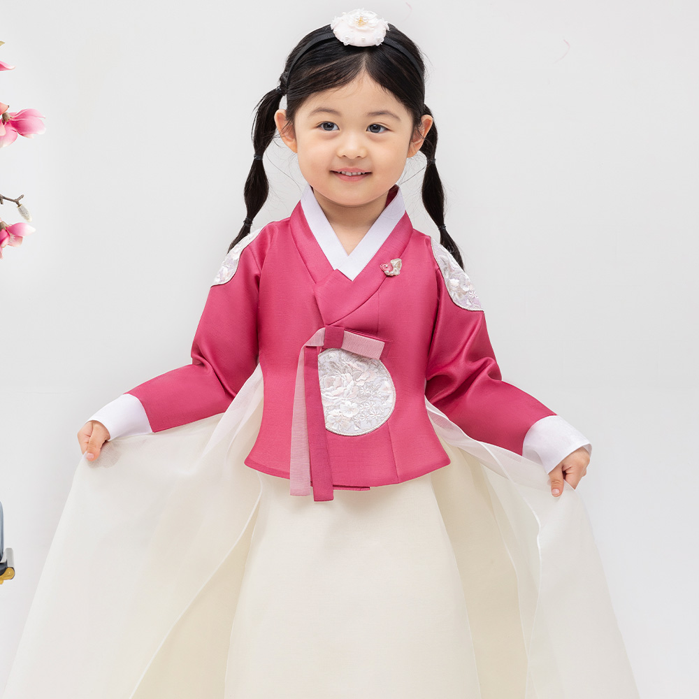 금동이아가한복 여아용 여진분홍 트임 한복 세트 AW208 46,900원