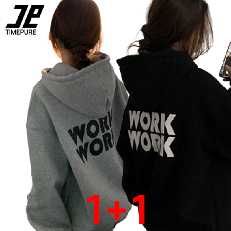 TIMEPURE 1+1 여성용 가을겨울 루즈핏 후드 맨투맨  스타일리시한 디자인으로 완성된 세련된 후드 맨투맨 편안하고 따뜻한 후드 티셔츠 35,900원
