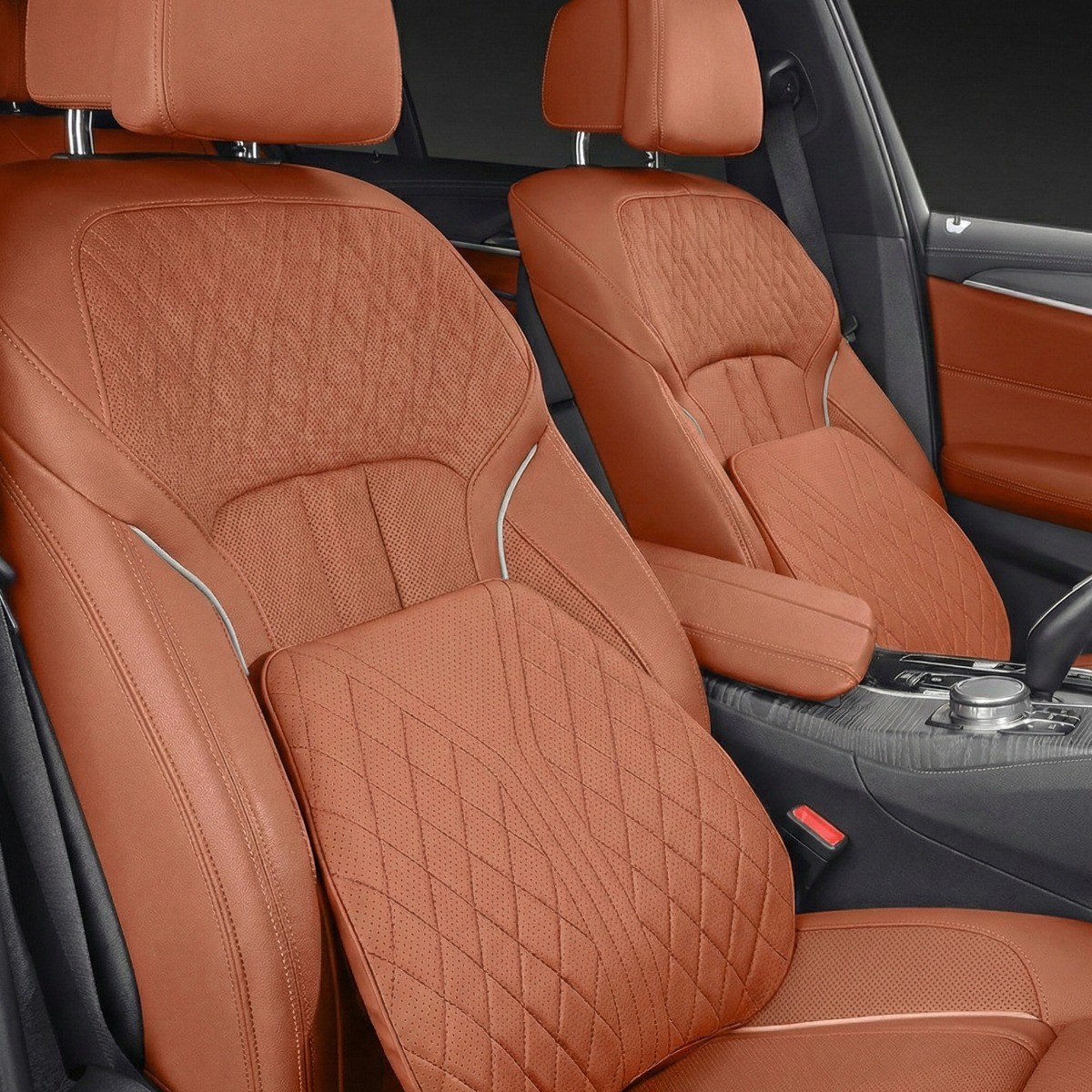 루먼트 전차종 호환 자동차 허리쿠션 등받이 프리미엄 가죽 메모리폼, 1개, 브라운 24,900원