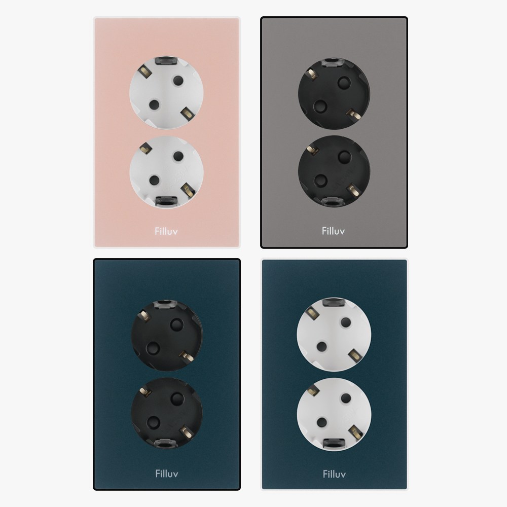 필럽 매입 콘센트 2구 45도 핑크 그레이 네이비 화이트바디 블랙바디 스위치 조명 전등 인테리어, 1개 9,380원
