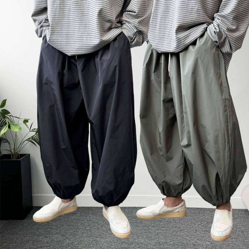 벌룬핏 조거팬츠 바스락 남자 와이드팬츠 밴딩바지 방수 통큰 항아리바지 CH837 42,200원