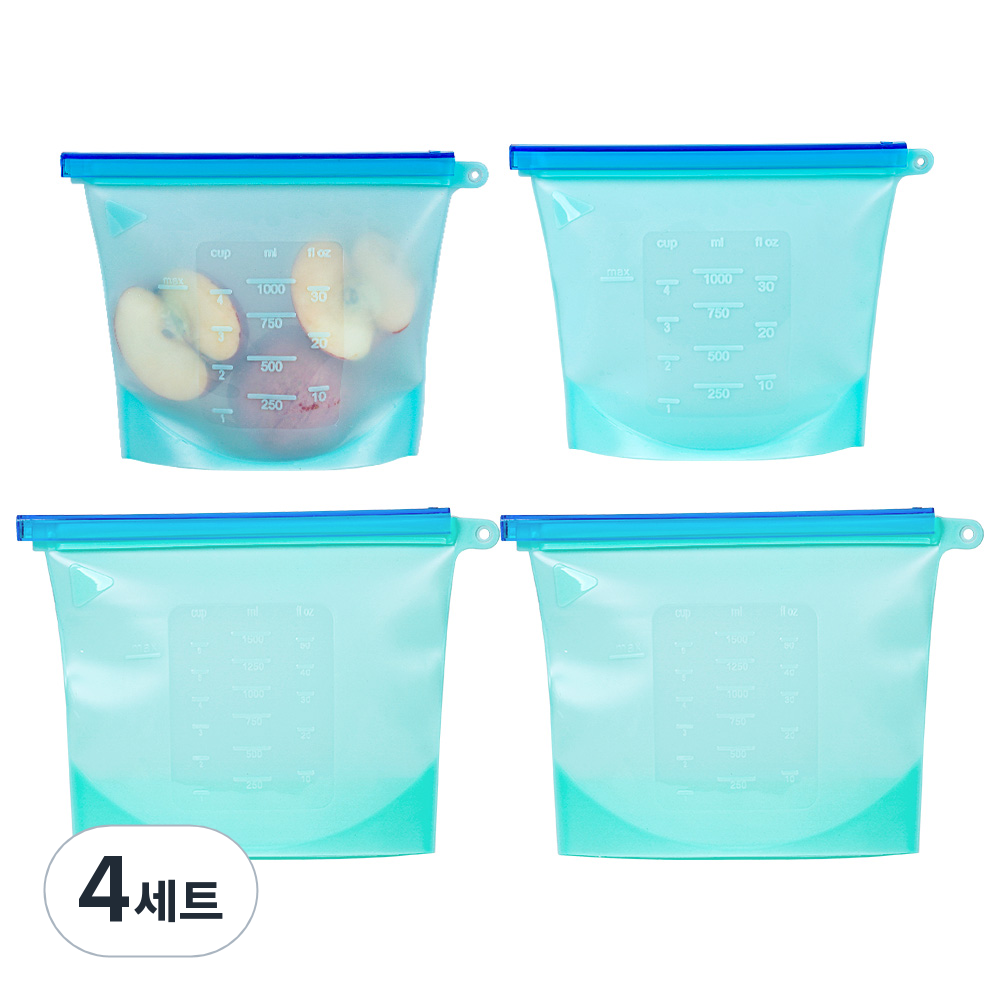 인블룸 실리콘 지퍼백 냉장고 정리용기 1000ml + 1500ml 세트 블루 31,650원
