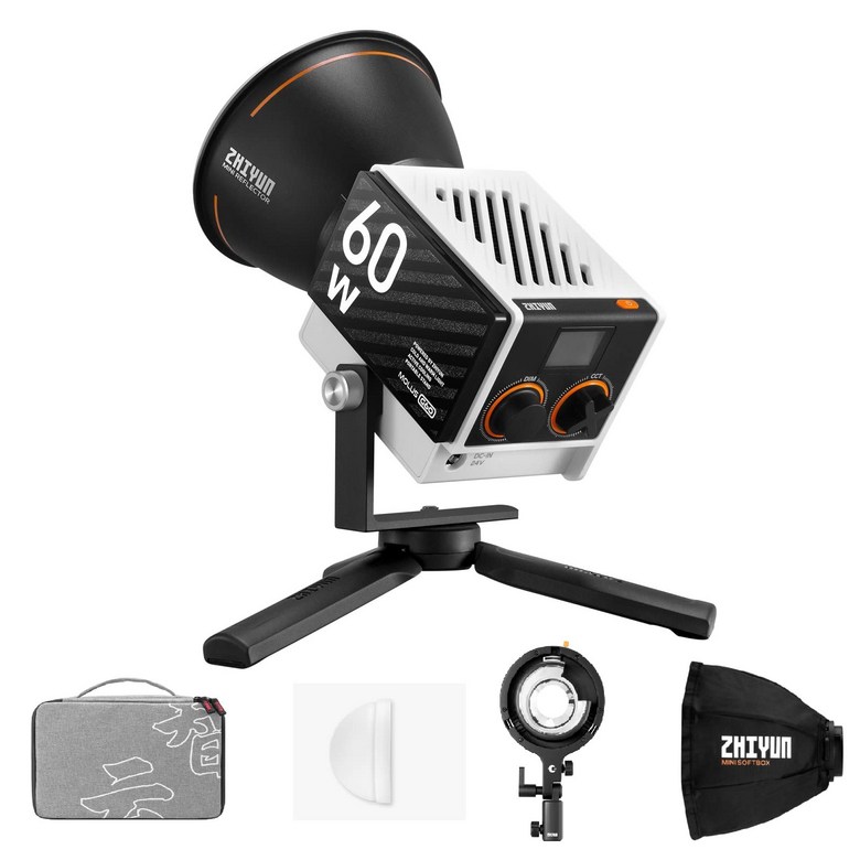 ZHIYUN MOLUS G60 COMBO 60W LED 11194 Lux 2700K-6200K PD DC Type-C 포켓 코브라이트, 비디오 466,950원