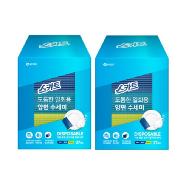 스카트 도톰한 일회용 양면 수세미, 혼합, 27개, 2개 11,500원